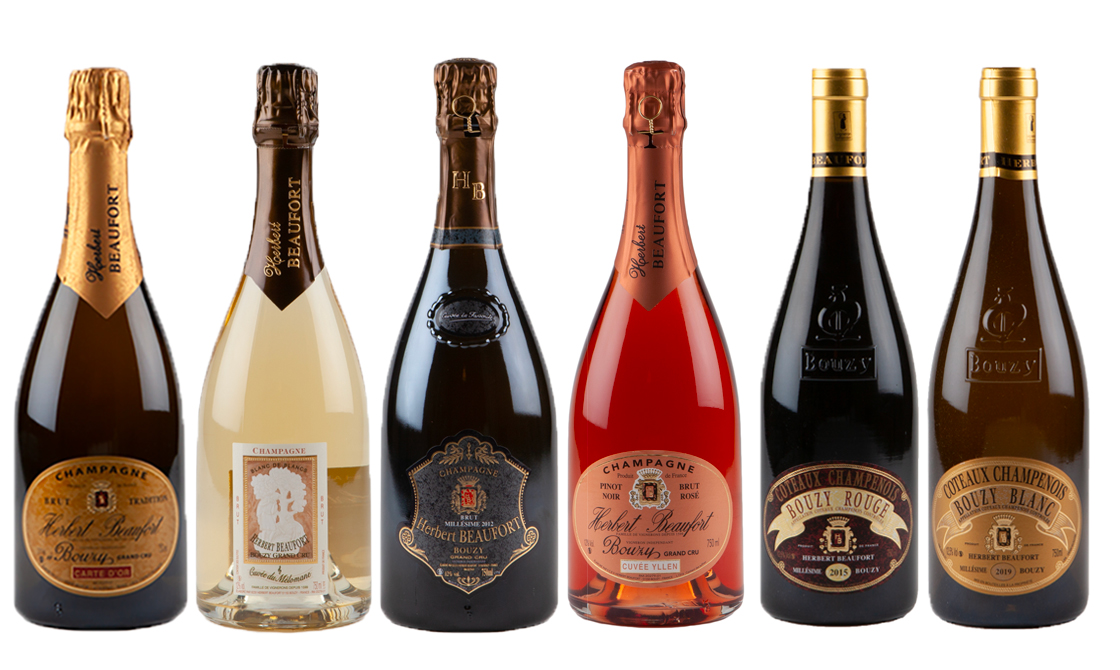 Beställa på Systembolaget Champagne Herbert Beaufort Mélomane, La Favorite, Carte D'Or, Yllen Rosé Grand Cru Brut och Bouzy Rouge, Bouzy Blanc Millésime